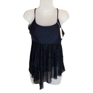 Beachsissi Black Lace Tankini Top SZ XL